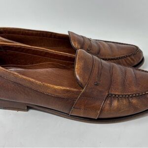 Alan Payne Handcrafted Deer Leather Brown Penny Loafers